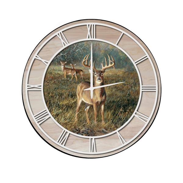Unbranded "First Light Buck" Woodgrain Accent and White Numbers Imaged Wall Clock