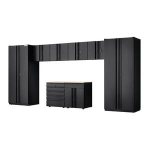 8-Piece Pro Duty Welded Steel Garage Storage System in Black LINE-X Coating (184 in. W x 81 in. H x 24 in. D)