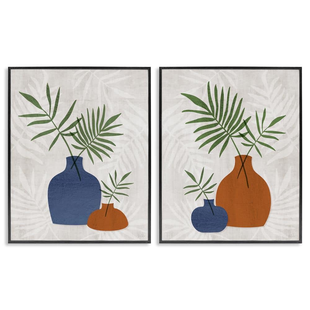 Midcentury Palm Vases by Natalie Carpentieri 2-Pieces Black Framed Nature Giclee Art Print 20 in. x 16 in. price history on PriceWatchPro