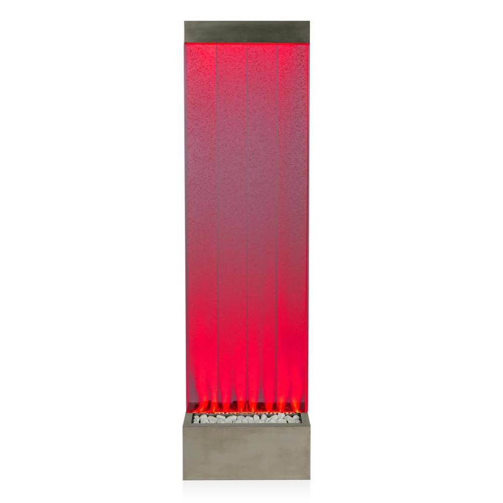 72-Inch Silver Indoor Bubble Wall Fountain with LED Lights
