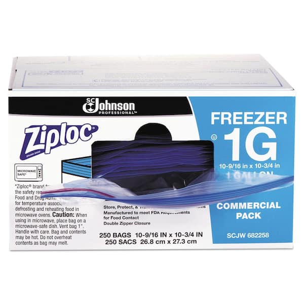Ziploc 1 Gal. 2.7 mil 10.56 in. x 10.75 in. Clear Double Zipper Freezer Bags (250/Carton)