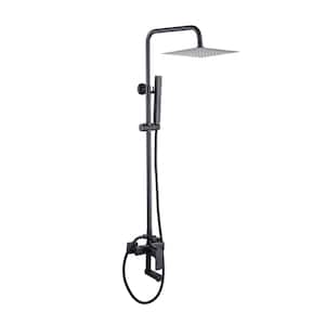 3-Spray Multi-Function Wall Bar Shower Kit with Tub Faucet and 2-Setting Hand Shower in Matte Black (Valve Included)