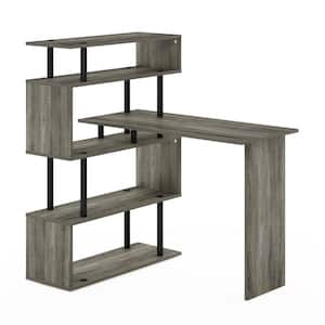 Moore 39.6 in. L-Shape French Oak / Black Computer Desk with 5-Tier Shelves