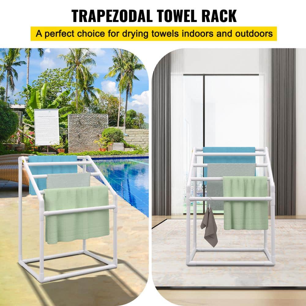 Matte White Freestanding 5-Bar PVC Towel Rack