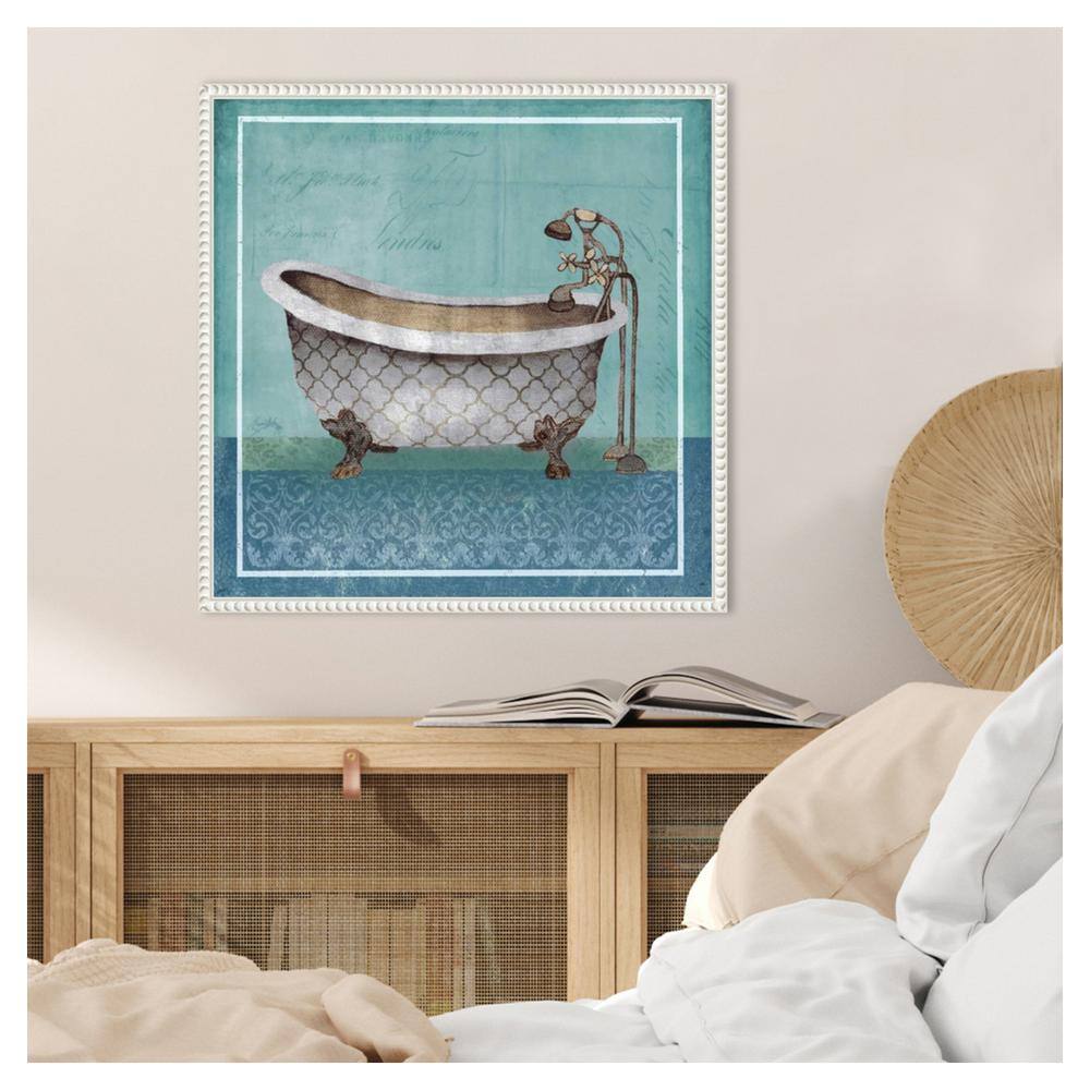 Regal Blue Tub I Canvas Art with White Floater Frame