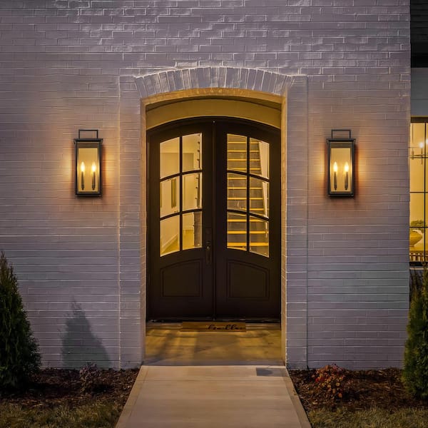 Rennnsan Madison 2-Light Black Hardwired Lantern Outdoor Wall