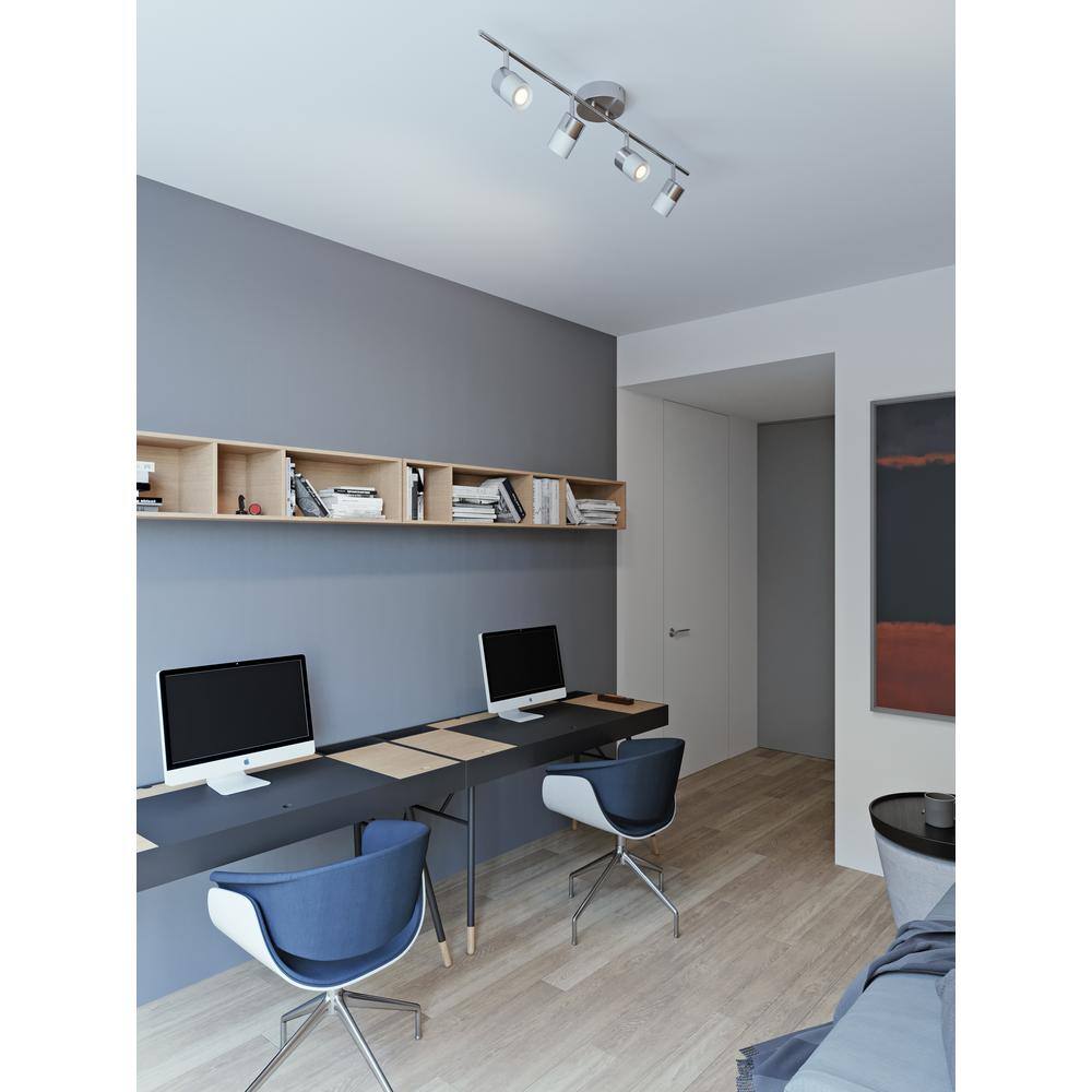 Satin Nickel and White LED Track Ceiling Light