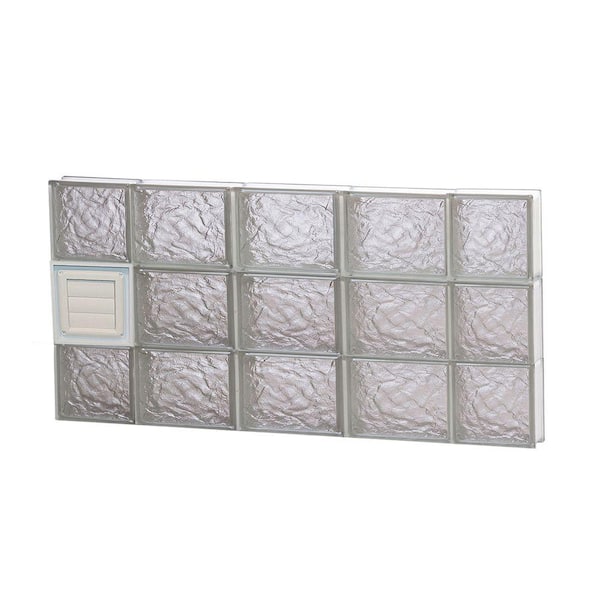 Clearly Secure 34.75 in. x 17.25 in. x 3.125 in. Frameless Ice Pattern Glass Block Window with Dryer Vent