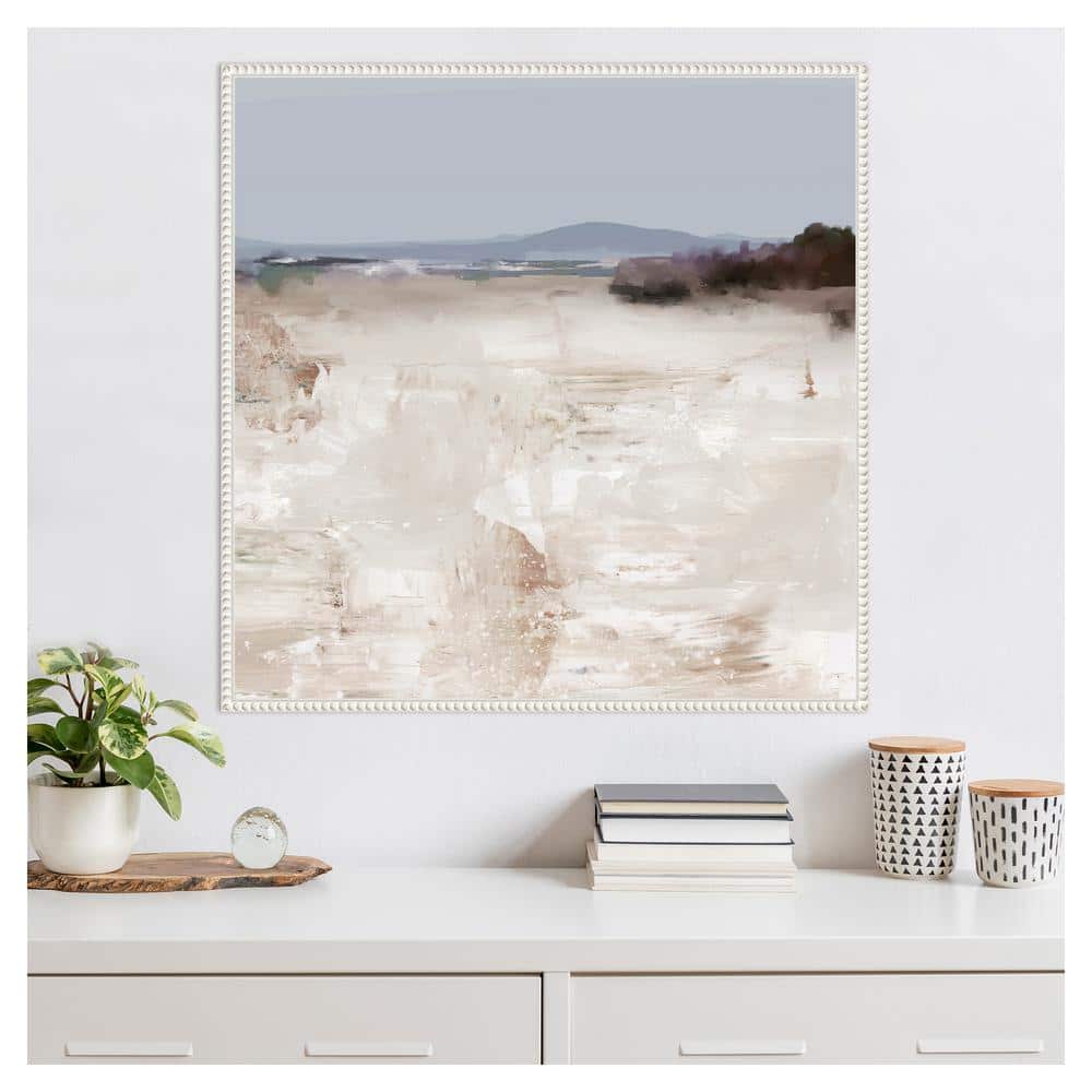 30"x30" Beaded White Framed Abstract Landscape Canvas Print
