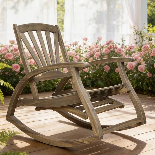 Grey Wood Outdoor Rocking Chair