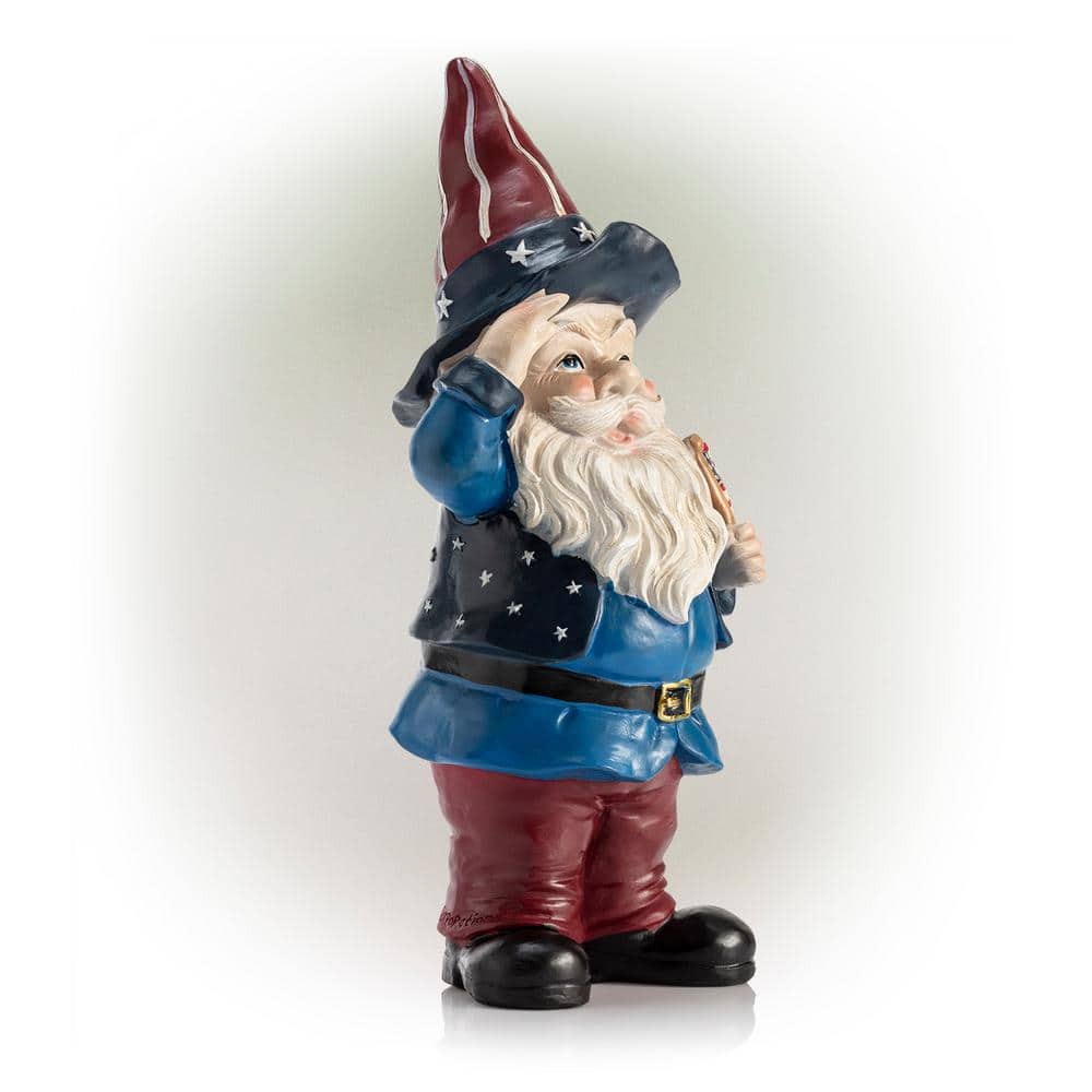 12 Inch Patriotic Polyresin Gnome with American Flag