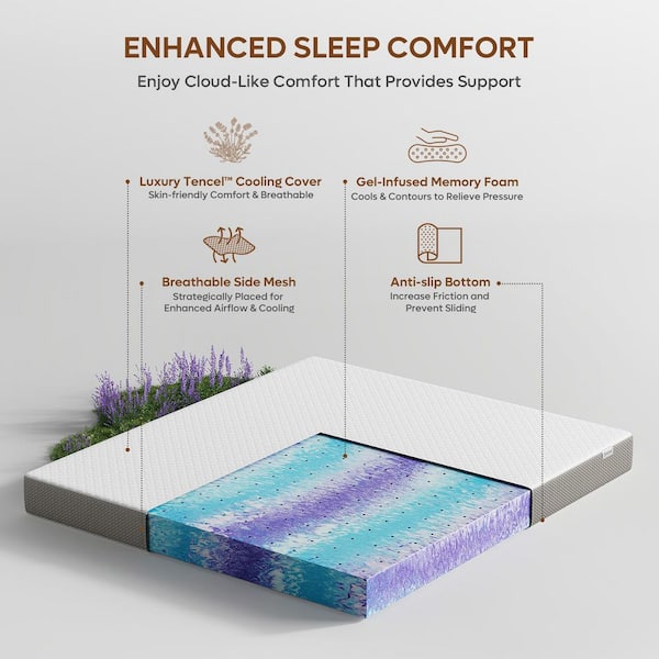 4 in. King Medium Plush Memory Foam Cooling Mattress Topper with Tencel Fabric , Back Pain Relief