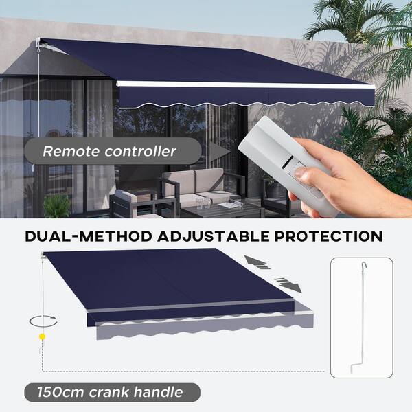 Outsunny 10 ft. x 12 ft. Dark Blue Rectangle Retractable