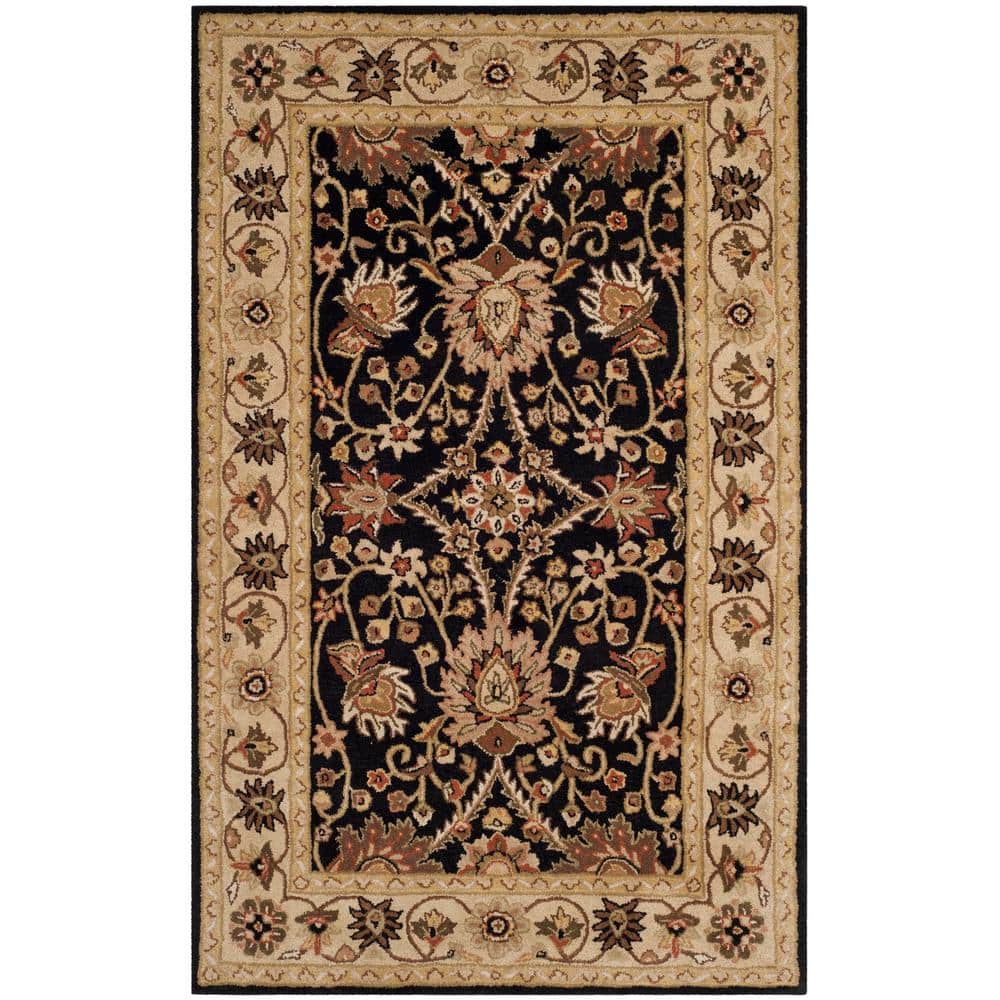 Handmade Black and Ivory Tufted Wool Area Rug
