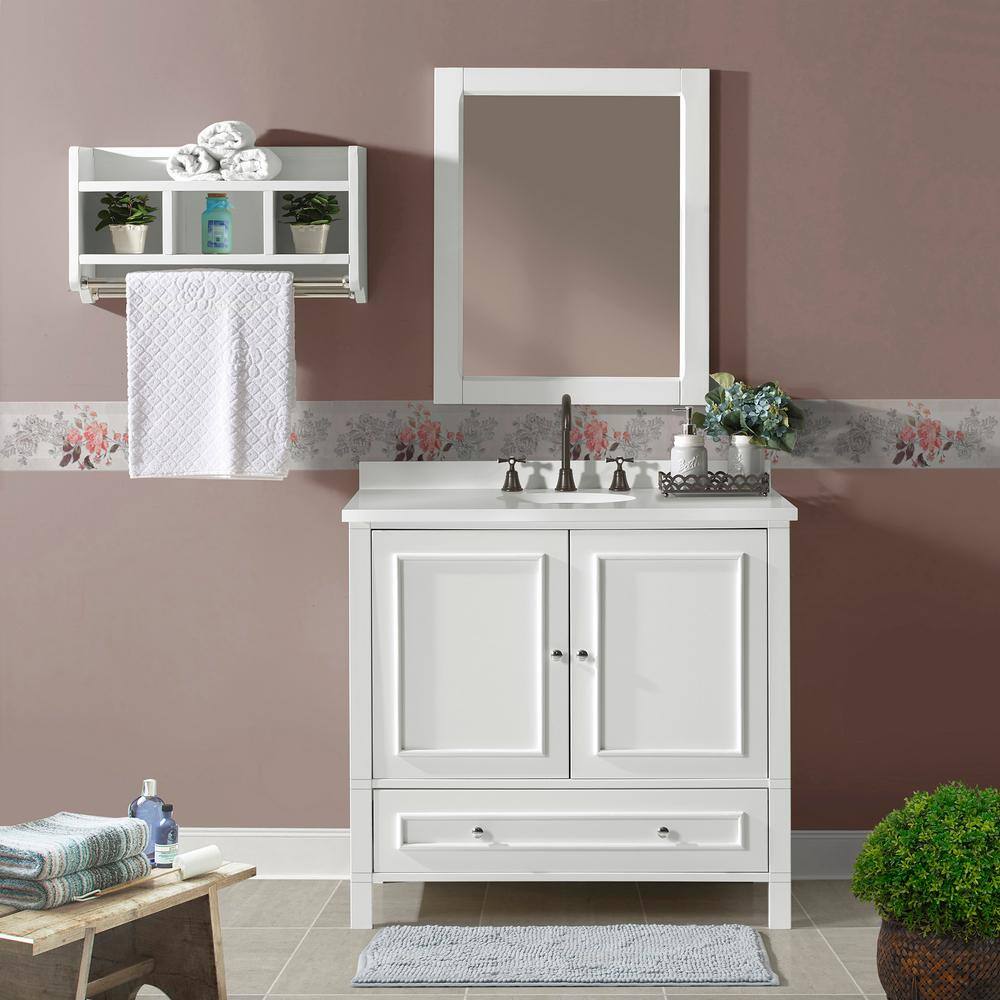 Williamsburg 36" White Pine Vanity Cabinet with Nickel Hardware