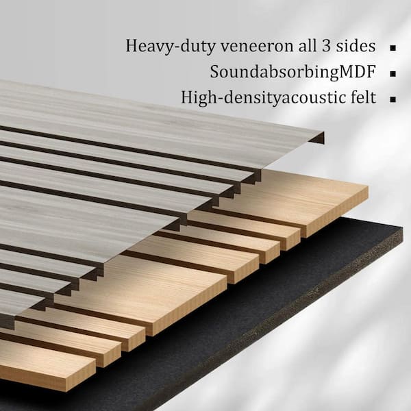 Mlfortlife Light Gray 2 ft. x 2 ft. Slat 3D MDF Acoustic