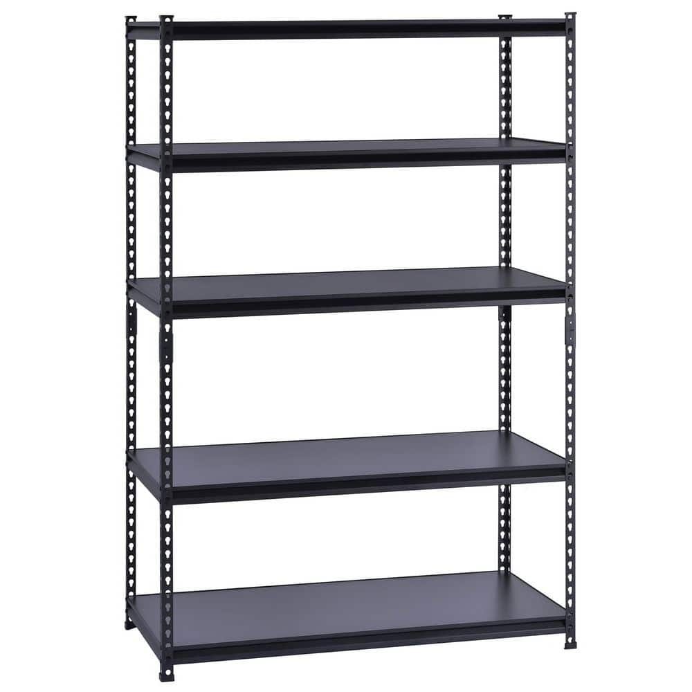 HDX 5-Tier Steel Garage Storage Shelving Unit in Black (48 in. W x 72 in. H x 24 in. D) MDR482472L5-B