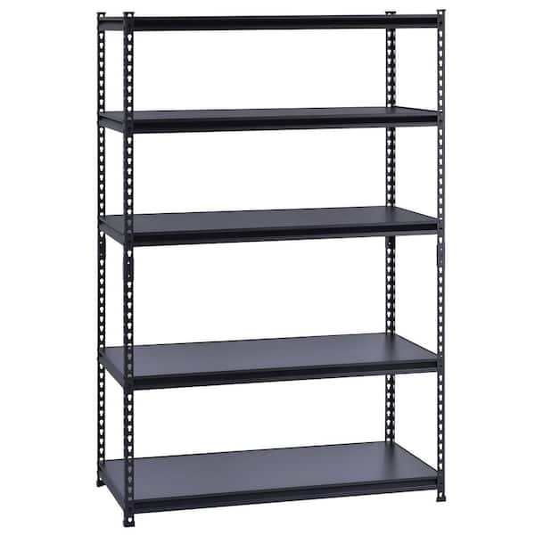 5-Tier Steel Garage Storage Shelving Unit in Black (48 in. W x 72 in. H x 24 in. D)