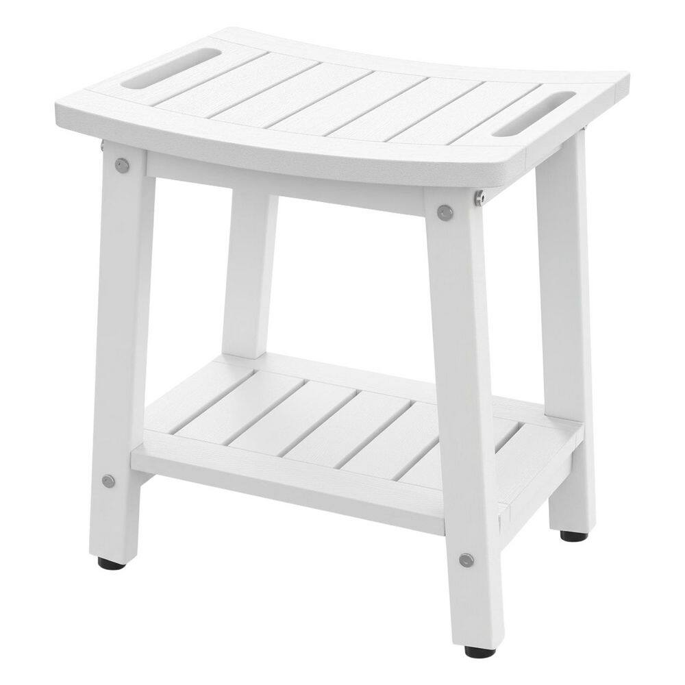 White Plastic Indoor Outdoor Storage Stool Shower Bench Waterproof Spa Bathroom Seat Handle Shelf Adjustable price history on PriceWatchPro