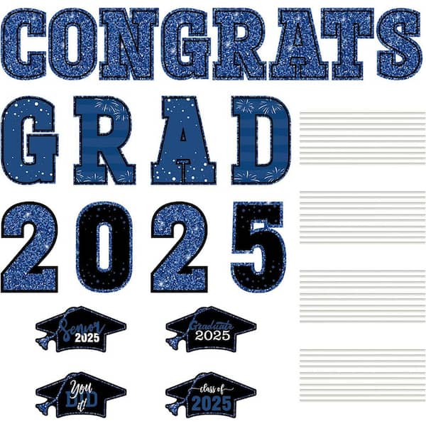 20 PCS Blue Graduation Yard Signs with Stakes Class of 2025 Outdoor Decor Set