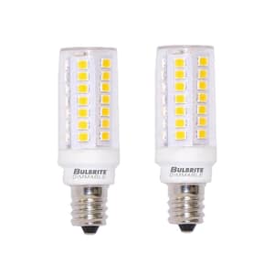 60 - Watt Equivalent Warm White Light T6 (E11) Mini-Candelabra Screw, Dimmable Clear LED Light Bulb 2700K (2-Pack)
