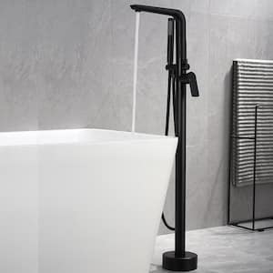 1-Handle Freestanding-Mount Tub Faucet with Handheld Shower in Matte Black