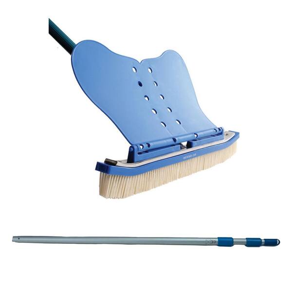 WALL WHALE Classic 18 in. Pool Wall Cleaning Brush Plus 94 in. Telescoping Pole
