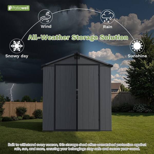 Patiowell 6 ft. W x 4 ft. D Plastic Shed with Floor, Resin Outside