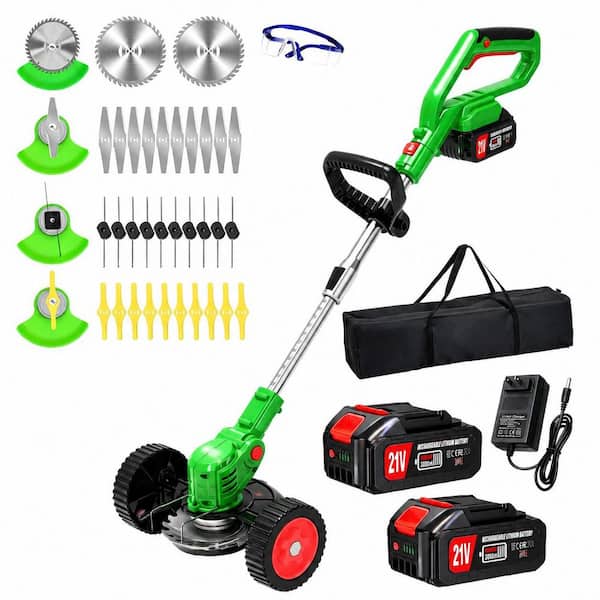 35-47 in. Edger Cordless Weed Wacker, 4-in-1 Electric String Trimmer Brush Cutter Lawn Edger with Wheels