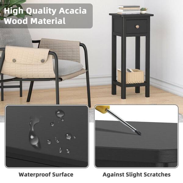 Zen 18H Acacia Wood Corner 2 Tier Shower Shelf & Shaving Stand