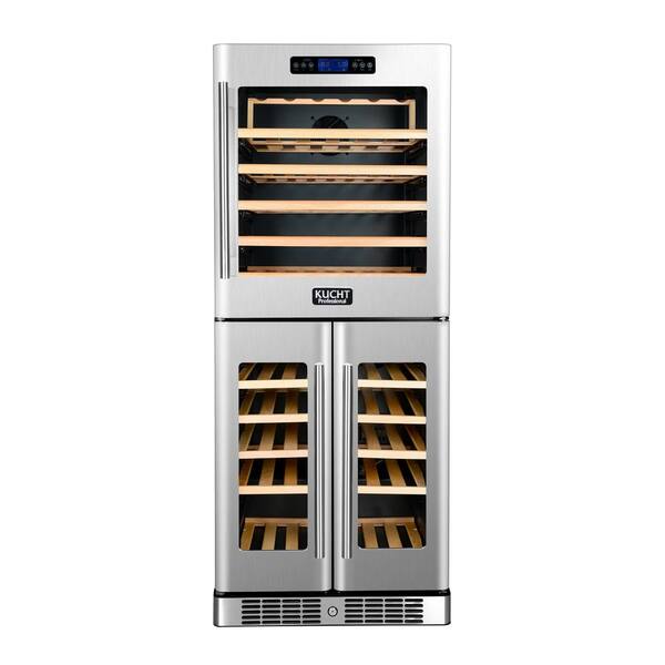 Kucht 72-Bottle Triple Zone Wine Cooler Built-In with Compressor in Stainless Steel