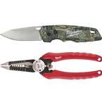 FASTBACK Camo Stainless Steel Folding Knife with 2.95 in. Blade and 6-in-1 Wire Strippers Pliers