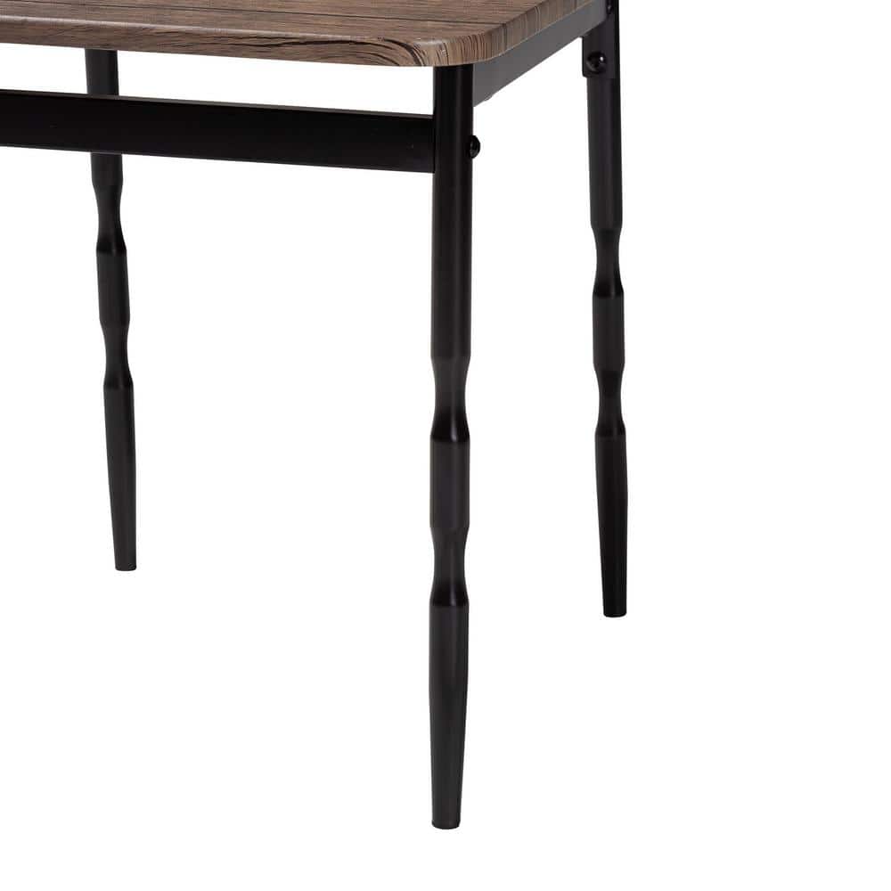 Nevan Brown Wood and Black Metal 5-Piece Dining Set