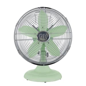 Retro 12 in. All-Metal Table Fan in Mint Green