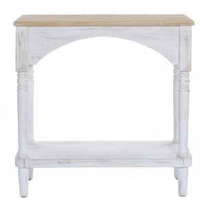 32.25 in. H x 31.5 in. W x 15 in. D Distressed White Rectangle Wood Shelf Console Table with Shelf