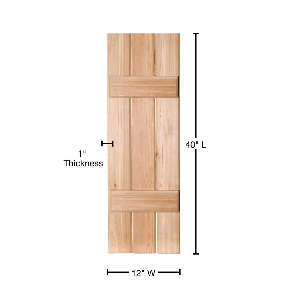 Unfinished Pine Board and Batten Exterior Shutters, 40" x 12"