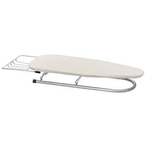 Natural Brown Non-Electric Metal Table Top No Swivel Ironing Board with Iron Rest and Door Hang