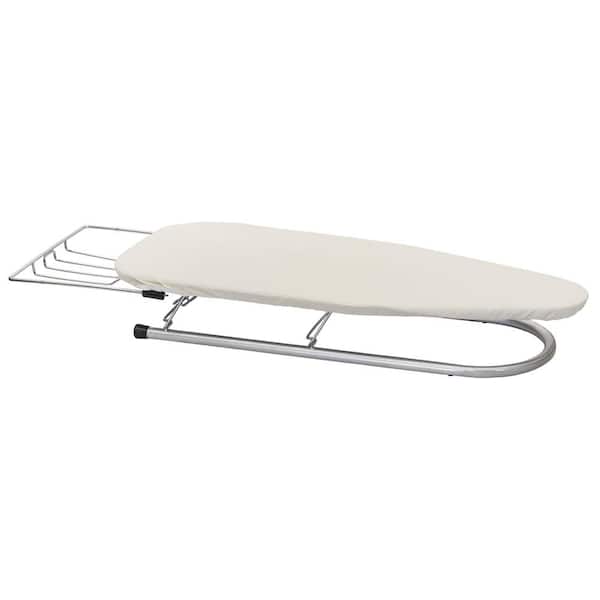 HOUSEHOLD ESSENTIALS Natural Brown Non-Electric Metal Table Top No Swivel Ironing Board with Iron Rest and Door Hang