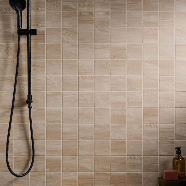 Casablanca Oak Beige 3.39 in. x 3.93 in. Square Matte Porcelain Floor and Wall Tile (4.73 sq. ft./ Case)
