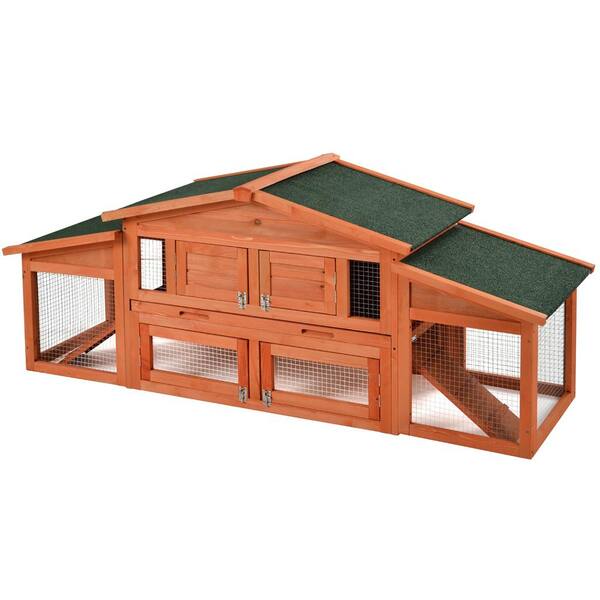 Merax 70" Wooden Rabbit Hutch Chicken Coop House Cage Small Animals w/2 ramp