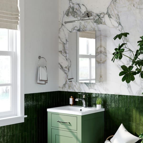 WYonder 16 in. W x 24 in. H Rectangular Aluminum Recessed/Surface Mount Right Swing Door Medicine Cabinet with Mirror