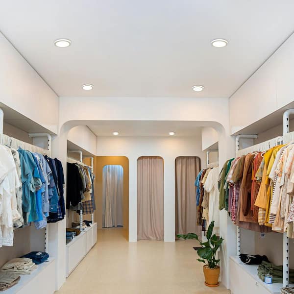 7.1 in. 75-Watt Equivalent Modern Matte White Damp Rated LED Flush Mount Ceiling Light with 5 Selectable CCT