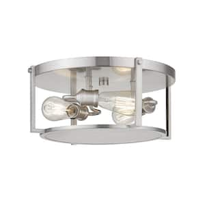 Halcyon 16.25 in. 3-Light Brushed Nickel Flush Mount Light with No Bulbs Included