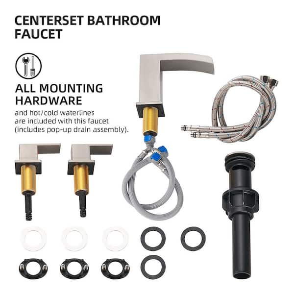 Zalerock Waterfall 8 in. Widespread Double Handle Low Arc Bathroom