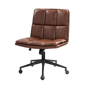 Iris Modern Brown Leather Swivel Tilting Adjustable Height Task Office Chair