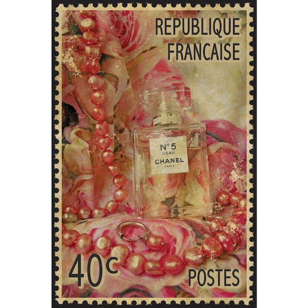 VENICE BEACH Collections Chanel French Postage Stamp by Grotto Studios 1 Piece Unframed Graphic Print Abstract Poster Art Print 24 in. x 36 in.
