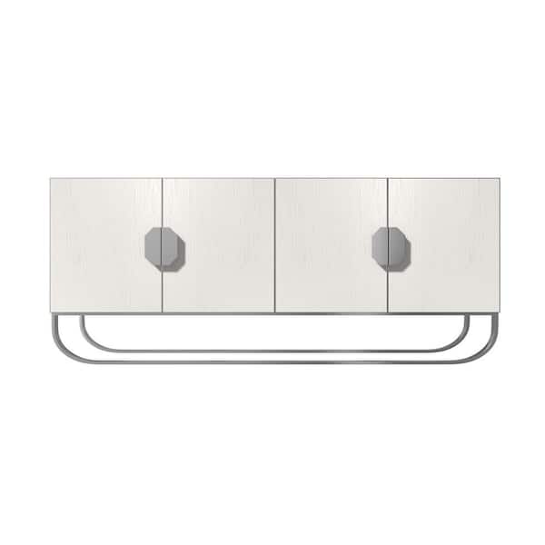 White MDF 71 in. W Accent Cabinet Sideboards with 4-Doors