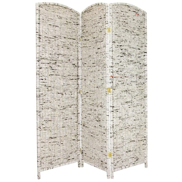 Oriental Furniture 6 ft. Gray 3-Panel Recycled Newspaper Room Divider