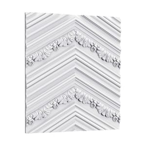 3/4 in. D x 15- 3/4 in. W x 78- 3/4 in. L Chevron Acanthus Primed White Polyurethane 3D Wall Covering Panel Moulding
