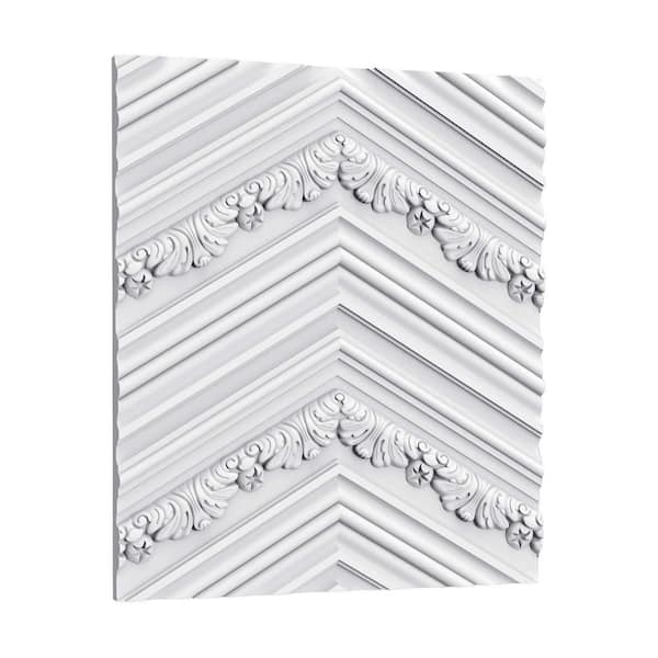ORAC DECOR 3/4 in. D x 15- 3/4 in. W x 78- 3/4 in. L Chevron Acanthus Primed White Polyurethane 3D Wall Panel Moulding (4-Pack)